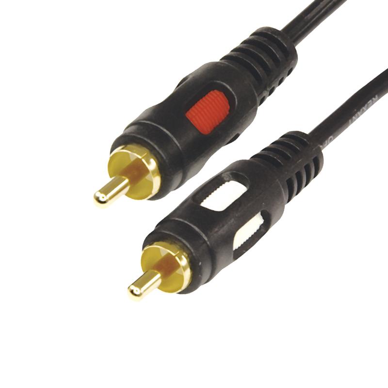 Шнур 2 RCA - 2 RCA, длина 10 метров, черный (GOLD) | 17-0148 | REXANT — миниатюра 1