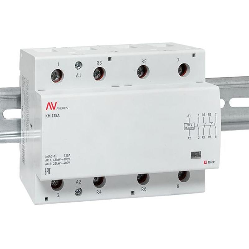 Контактор модульный КМ 125А 2NO+2NC 230VAC (6 мод.) AVERES | km-av-6-125-22-230V | EKF — миниатюра 2