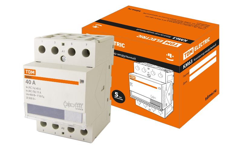 Контактор модульный КМ63/4-40 4НО  | SQ0213-0014 | TDM — TDM ELECTRIC