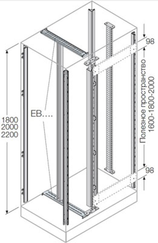 Стойки каркаса+для ячеек+каб секции H=2200мм (7шт) | EM2203 | ABB — ABB
