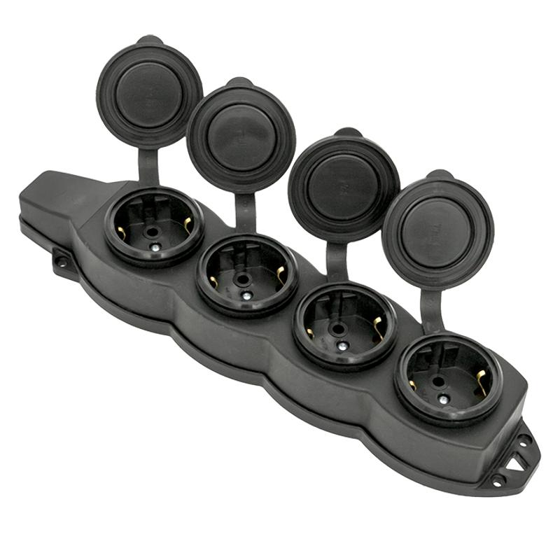 Розетка четырехместная с защит. крышками каучуковая 230В 2P+PE 16A IP44 EKF PROxima|RPS-020-16-230-44|EKF — миниатюра 3