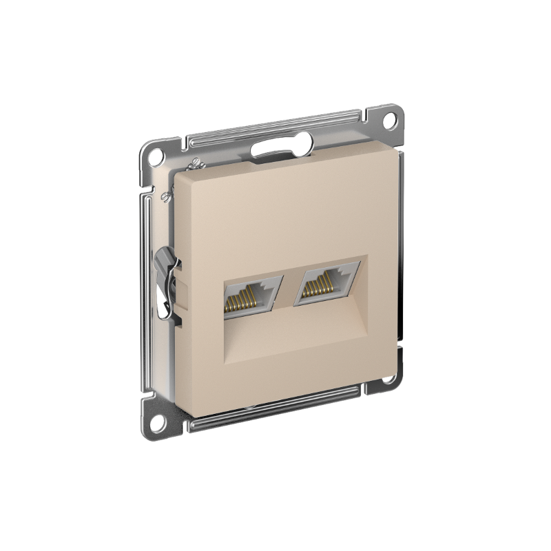 AtlasDesign Песочный Розетка 2-ая компьютерная RJ45+RJ45, кат.5E, механизм | ATN001285 | SE — Systeme Electric