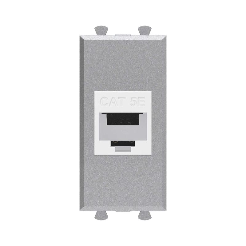 Компьютерная розетка RJ-45 без шторки модульная, кат.5е, "Avanti", "Закаленная сталь", 1 модуль | 4404661 | DKC — DKC (ДКС)
