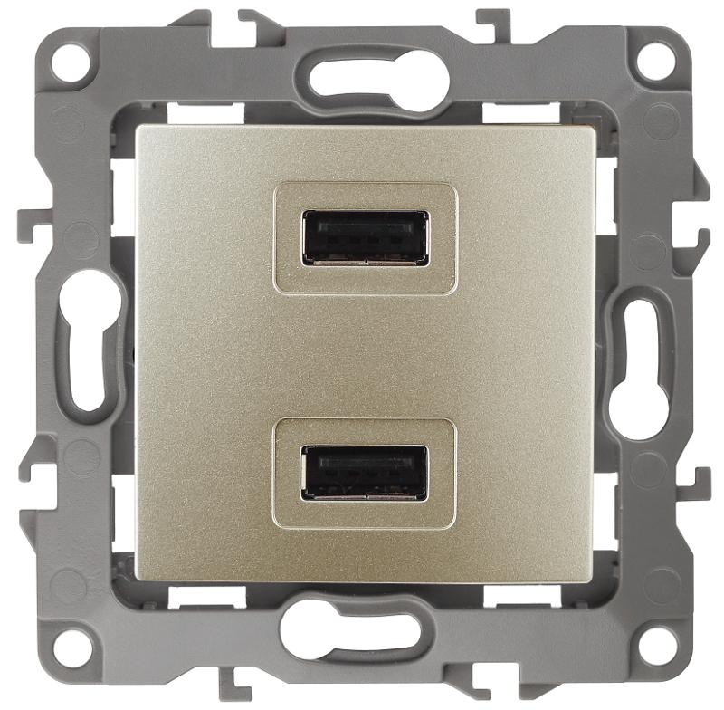 Устройство зарядное USB 12-4110-04  , 5В-2100мА,  шампань  |Б0027494 | ЭРА — миниатюра 1