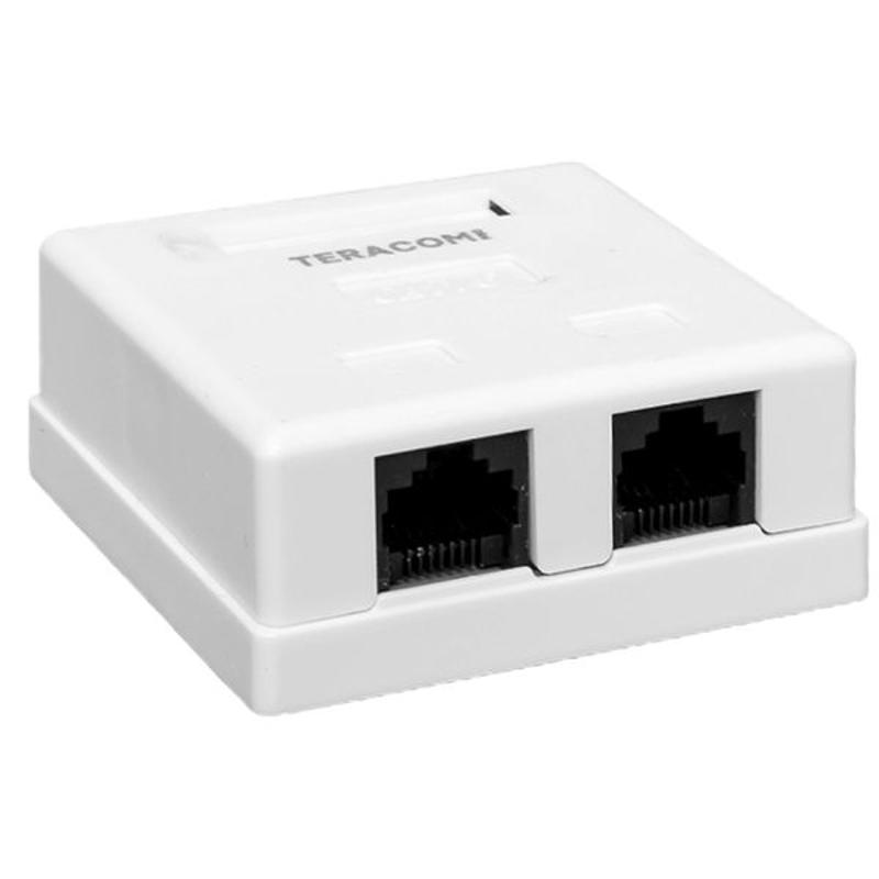 Розетка настенная TERACOM PRO Cat.6 неэкранированная 2 порта RJ-45 Dual IDC белая | TRP-WBOX-2RJ45-6UTP-WH | EKF — EKF