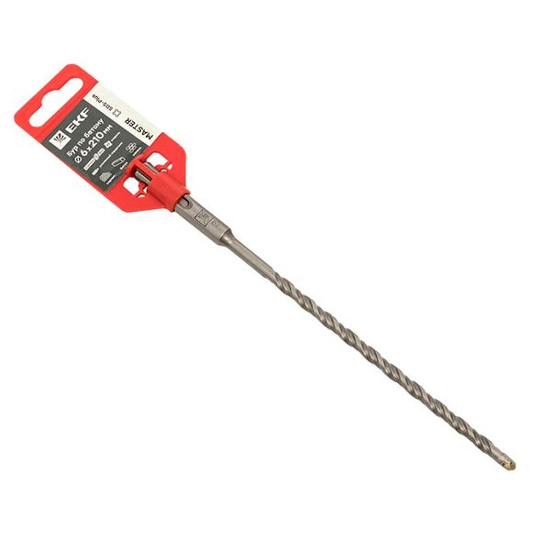Бур по бетону SDS-plus 6х210 мм (2 резца)(4S спираль) EKF Master | db-6-210-2x4 | EKF — EKF