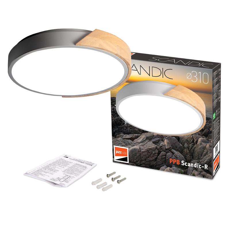 Светильник светодиодный бытовой PPB Sсandic-R 24w 4000K GR/W с деревянной планкой IP20 D330*50 | .5037052 | JAZZWAY — миниатюра 6