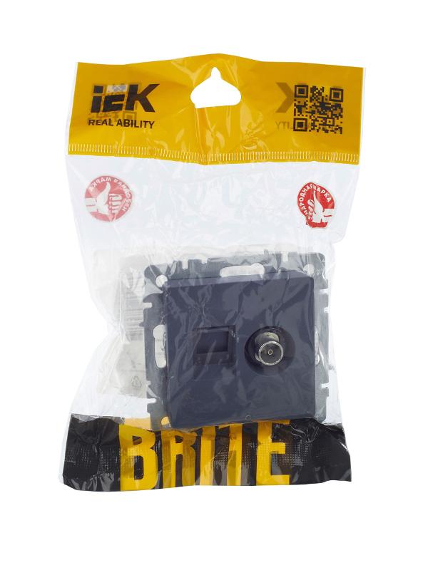 BRITE Розетка двойная TV+RJ45 кат.5E РТВ/РК12-БрМ маренго  | BR-AK20-1-K35 | IEK — миниатюра 7