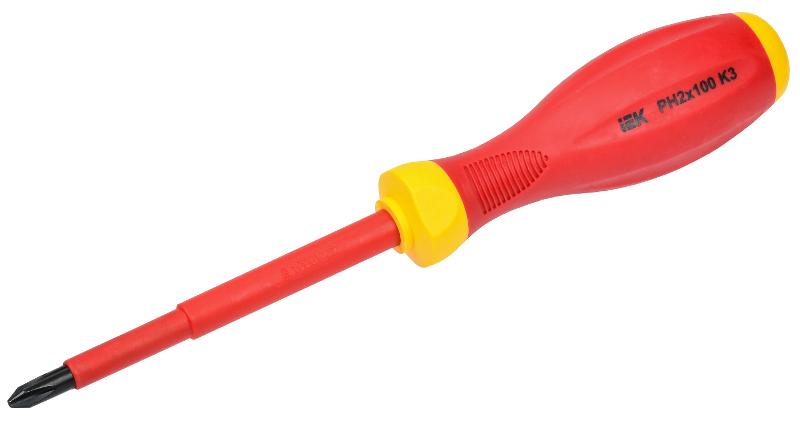 Отвертка диэлектрическая PH2х100 K3 ARMA2L 3 | A2L3-SC30-K3-PH-20-100 | IEK — миниатюра 1