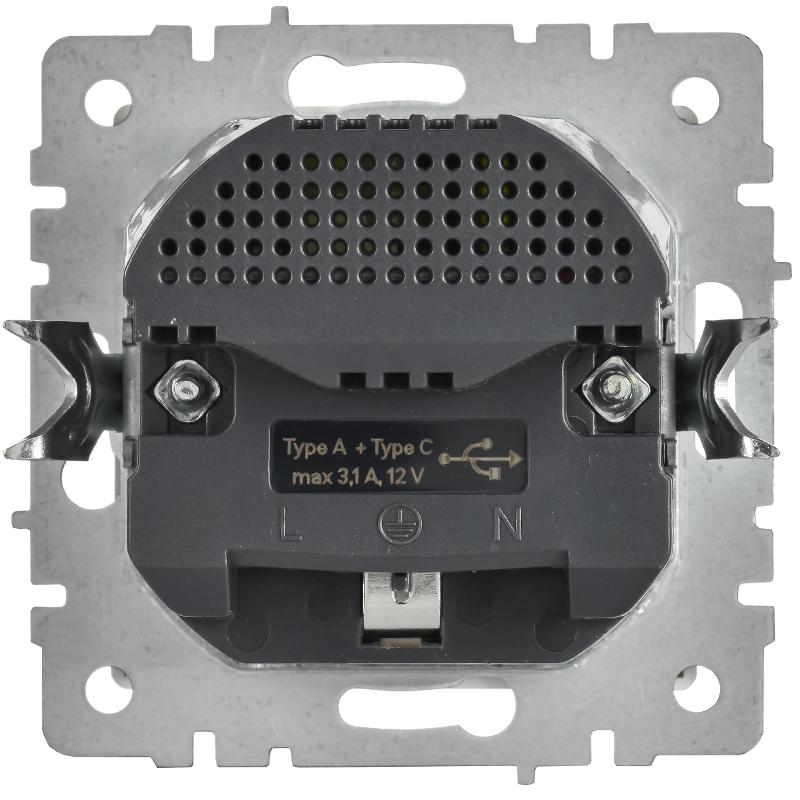 BRITE Роз. с з/к/ш 16А USB A+C 18Вт РЮш11-1-БрГН мет х/н  | BR-R14-16-U22-018-M-K23 | ИЭК — миниатюра 3
