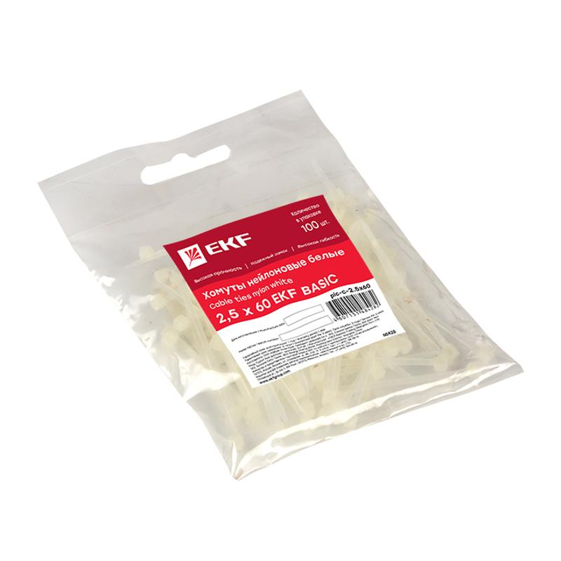 Хомут нейлоновый 2,5х60 (уп./100шт) EKF Simple | plc-c-2.5x60 | EKF — миниатюра 3