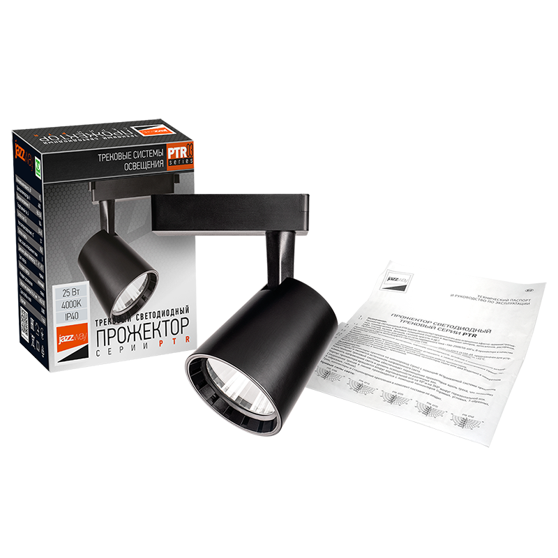 Светильник светодиодный трековый однофазный PTR 0325 25w 4000K 24° BL (чёрный) IP40 | 5010611 | Jazzway — миниатюра 3