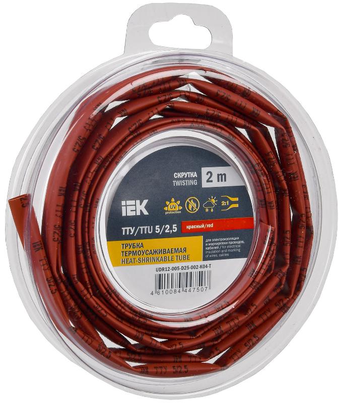 Трубка термоусадочная ТТУ нг-LS 5/2,5 красная (2м/упак) IEK | UDR12-005-D25-002-K04-T | IEK — IEK (ИЭК)