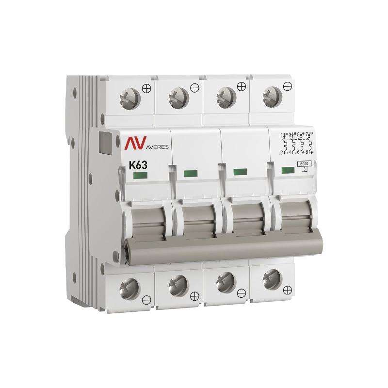 Выключатель автоматический AV-6 DC 4P 63A (K) 6kA AVERES | mcb6-DC-4-63K-av | EKF — EKF