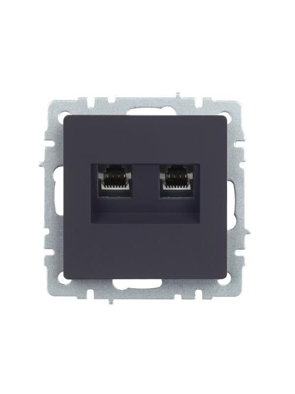 BRITE Розетка компьютерная 2-ая RJ45 кат.5E РК10-2-БрГ графит  | BR-K20-1-K53 | IEK — миниатюра 2