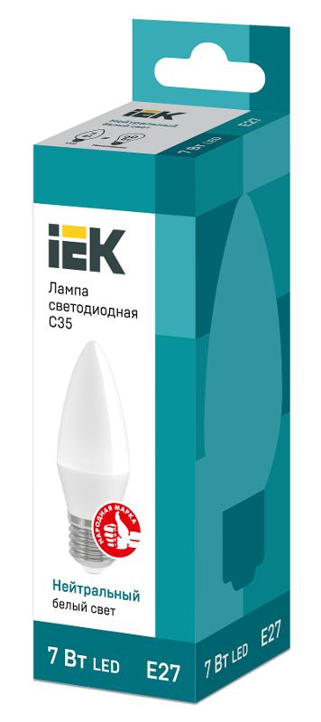 Лампа светодиодная LED 7Вт Е27 220В 4000К C35 свеча | LLE-C35-7-230-40-E27 | IEK — миниатюра 3