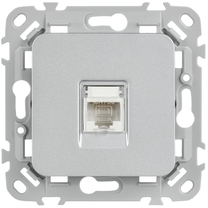 FLITE Розетка компьютерная RJ45 кат.5Е UTP РК5е-1-0-ФлА алюминий | FI-K12-1-K47 | IEK — миниатюра 2