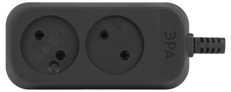 Колодка ЭРА KX-2-B 2 розетки без зазeмления черная  | Б0061660 | ЭРА — миниатюра 3