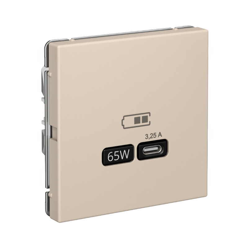 ArtGallery Песочный Розетка USB тип-С 65Вт высокоскор.заряд. QC, PD, механизм | GAL001227 | SE — миниатюра 2
