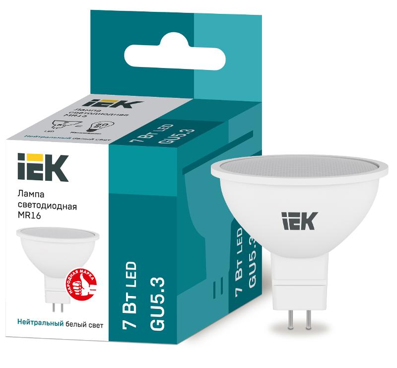 Лампа светодиодная LED 7Вт GU5.3 220В 4000К MR16 софит | LLE-MR16-7-230-40-GU5 | IEK — IEK (ИЭК)