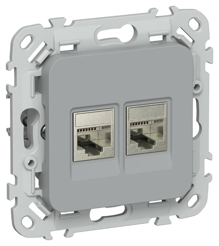 FLITE Розетка 2-ая компьютерная RJ45 кат.6 STP РК6-2-1-ФлС серый | FI-K21-2-K03 | IEK — IEK (ИЭК)