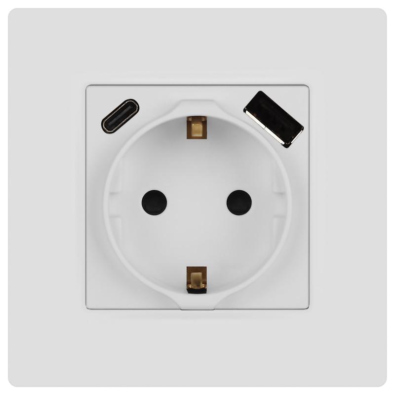 Розетка  Серия 12 12-4108-01М 2P+E 16A-250В со шторками с USB type-A+C 5В-3А белый матовый | Б0067711 | ЭРА — миниатюра 3