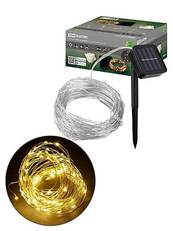 Гирлянда CCГ-112 "Роса" на солнечной батарее, 10 м, 100 LED, теплый белый, IP54, | SQ0330-0199 | TDM — TDM ELECTRIC
