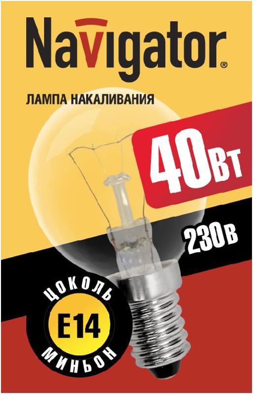 Лампа накаливания ЛОН 40Вт Е14 230В NI-C-40-230-E14-CL (КНР) | 94314 | Navigator — миниатюра 2