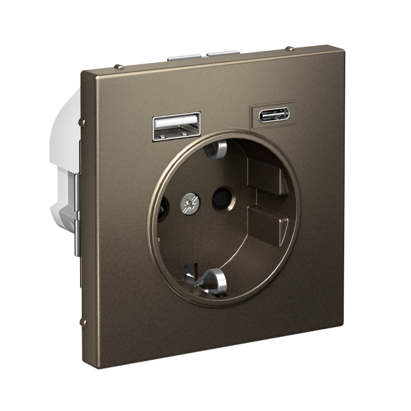 ArtGallery Мокко Розетка 16А с 2 USB A+C, 5В/2,4А/3,0А, 2х5В/1,5А, механизм | GAL000632 | SE — миниатюра 2
