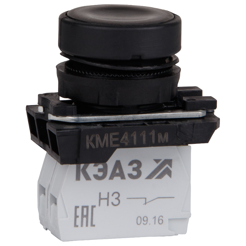 Кнопка КМЕ4111м-черный-1но+1нз-цилиндр-IP40 | 248240 | КЭАЗ — КЭАЗ (Курский электроаппаратный завод)
