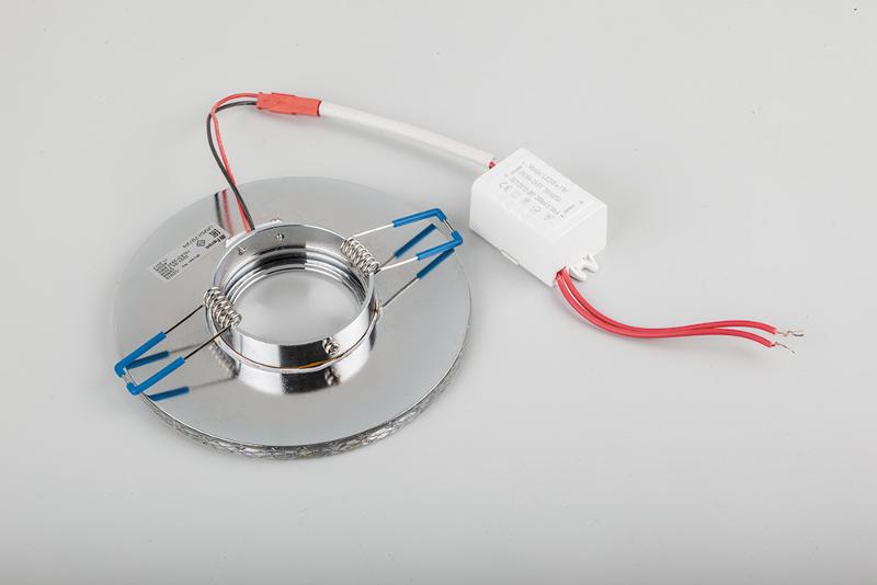 Светильник точечный встраиваемый под лампу, с LED подсветкой CD970 15LED*2835 SMD 4000K, MR16 50W G5.3, прозрачный, хром | 29666 | FERON — миниатюра 2