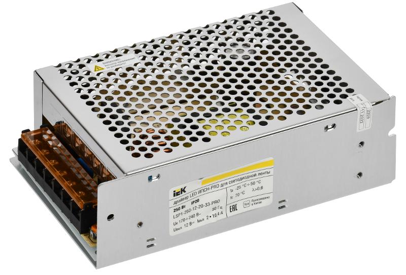 Драйвер для светодиодных лент LED ИПСН-PRO 250Вт 12В IP20 блок-клеммы | LSP1-250-12-20-33-PRO | IEK — IEK (ИЭК)