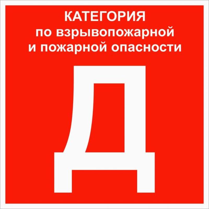 Знак "Категории помещения по взрывопожарной и пожарной опасности Д" 200х200 мм | pn-d | EKF — EKF