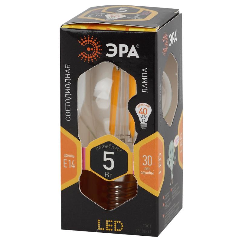 Лампа светодиодная F-LED P45-5W-827-E14 (филамент, шар, 5Вт, тепл, E14) | Б0043437 | ЭРА — миниатюра 2
