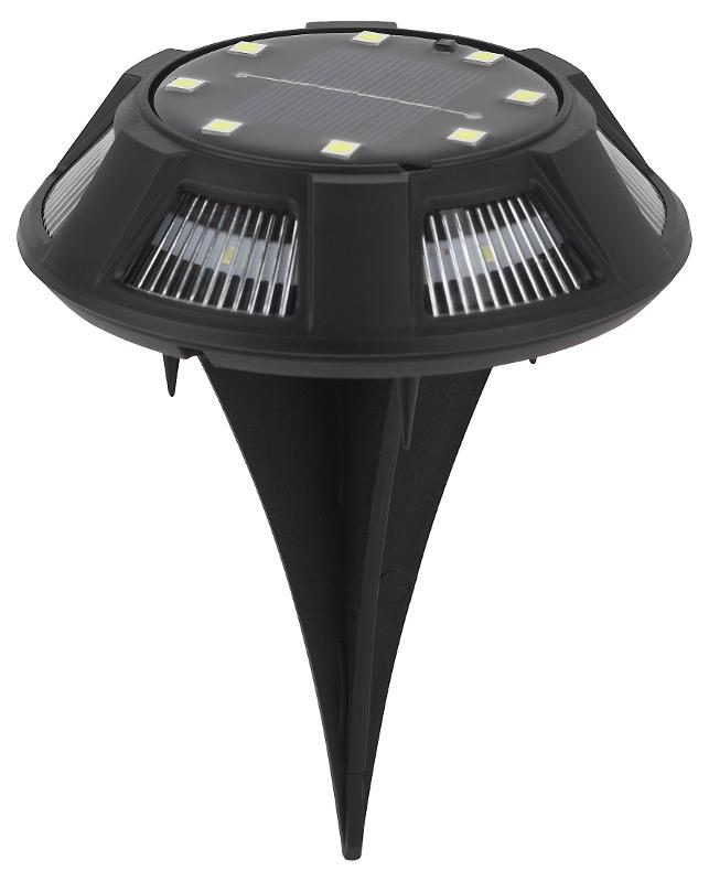 Садовая подсветка Таблетка на солнечной батарее ERAST024-01 сталь, пластик, 8 LED, 11,5*11,5*3 см | Б0057662 | ЭРА — миниатюра 1