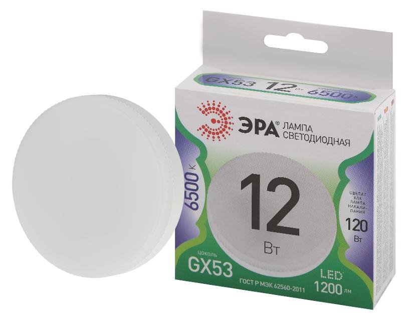 Лампа светодиодная  LED GX-12W-865-GX53 GL GX53 12 Вт таблетка холодный свет | Б0066992 | ЭРА — миниатюра 1