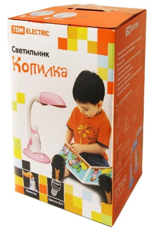Светильник настольный прищепка Копилка 11Вт КЛЛ Е27 розовый | SQ0337-0040 | TDM — миниатюра 2