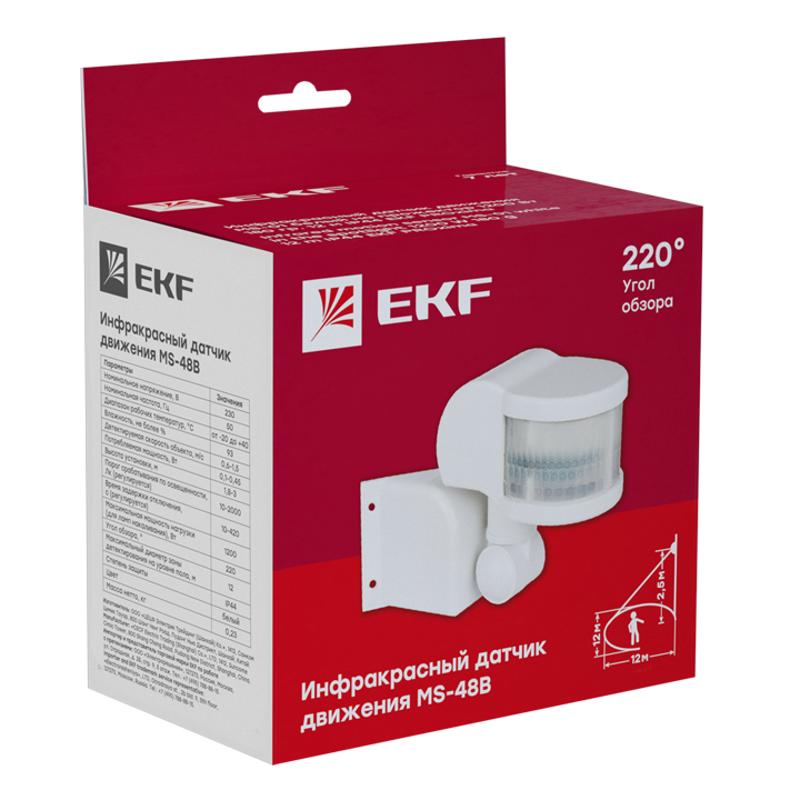 Датчик движения ИК угловой 1200Вт 270гр. до 12м IP44 MS-48B PROxima | dd-ms-48B | EKF — миниатюра 2