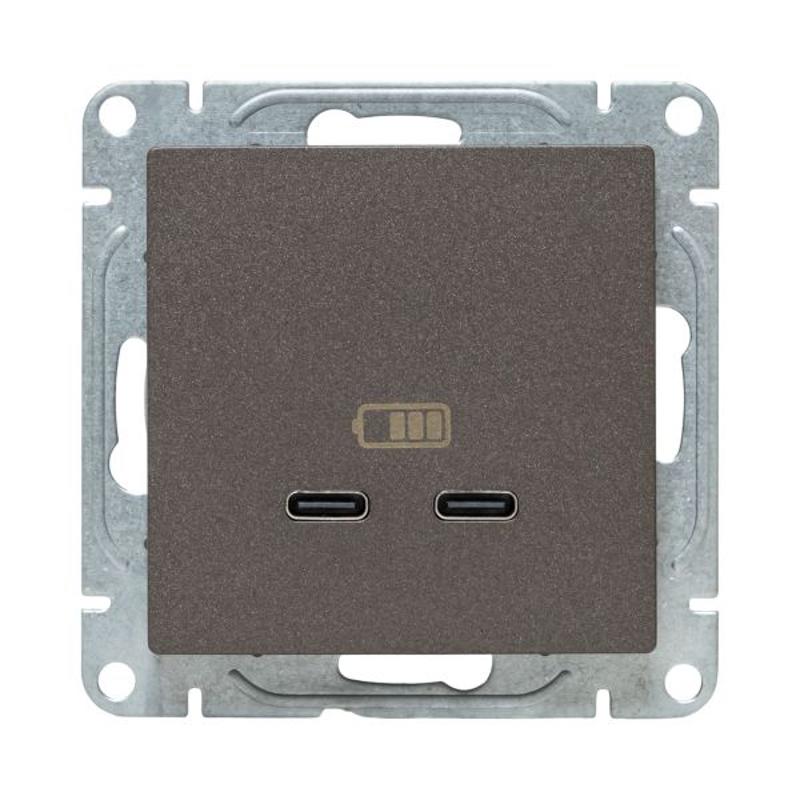 Механизм розетки USB-C - 2шт, мокко Эпика  |UP1-SOM-2USBC| EKF — миниатюра 4