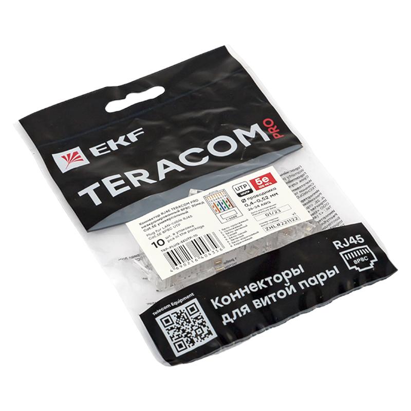 Коннектор RJ-45 TERACOM PRO неэкранированный 8P8C 30мкд Cat.5E универсальный (упак.10шт) | TRP-PLUG-5EUTP-10 | EKF — миниатюра 5