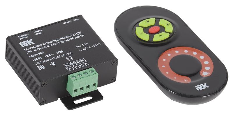 Контроллер с ПДУ радио MONO 1 канал 12В 10А 120Вт черный | LSC1-MONO-120-RF-20-12-B | IEK — миниатюра 1