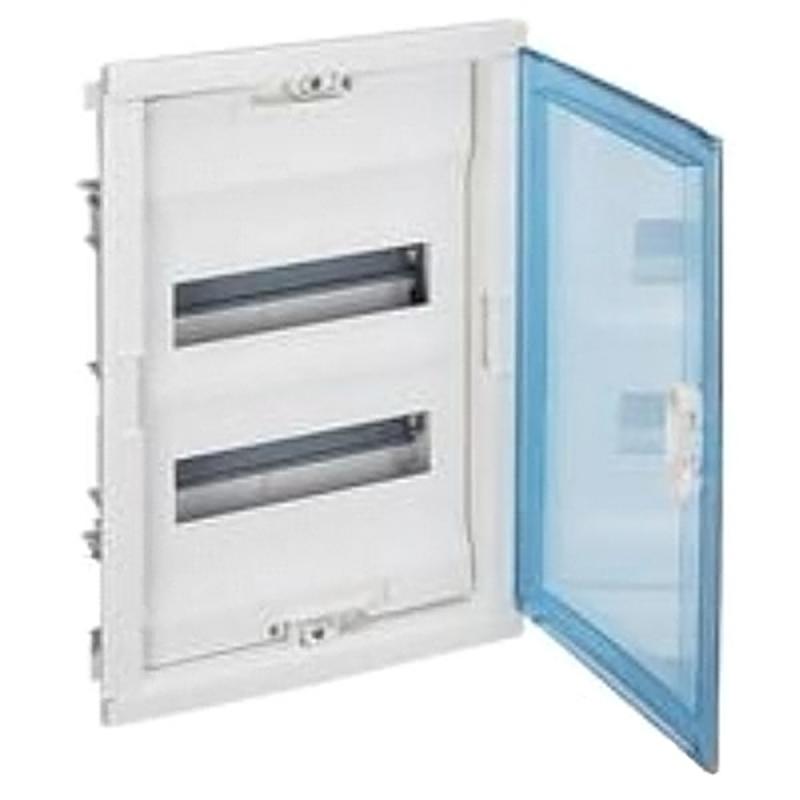 Щит встраиваемый Nedbox - с синей полупрозрачной скругленной дверью - 2 рейки - 24+4 модуля — миниатюра 2