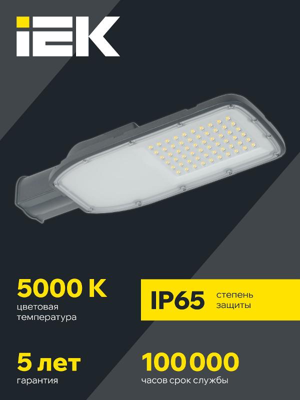 Светильник светодиодный консольный уличный  ДКУ 1004-100Ш 5000К IP65 серый | LDKU1-1004-100-5000-K03 | IEK — миниатюра 2
