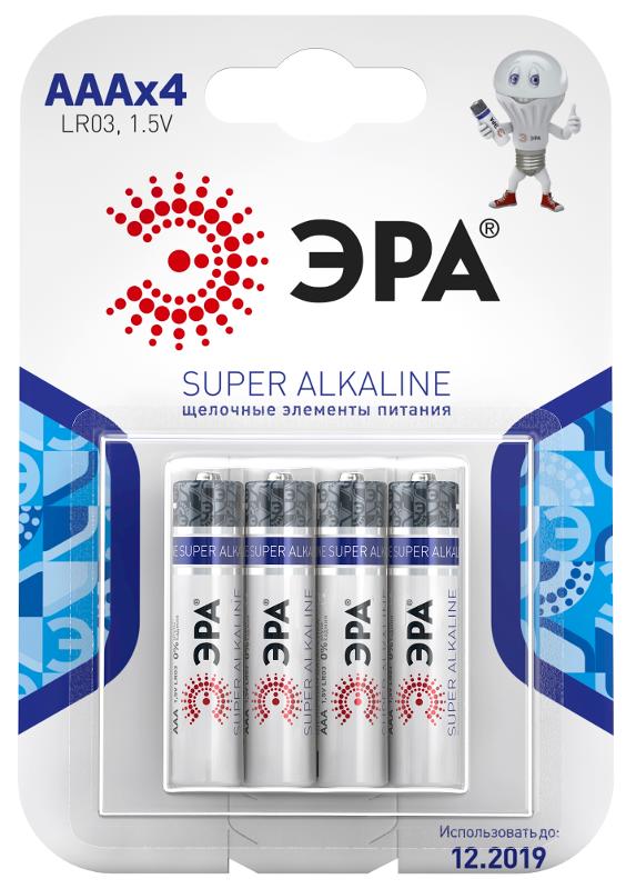 Батарейка щелочная (алкалиновая)  LR03-4BL (120/960/30720) (AAA)  | C0038451 | ЭРА — ЭРА (Энергия света)