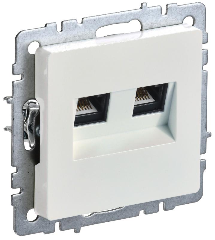 BRITE Розетка компьютерная 2-ая RJ45 кат.5E РК10-2-БрЖ жемчужный  | BR-K20-1-K36 | IEK — IEK (ИЭК)