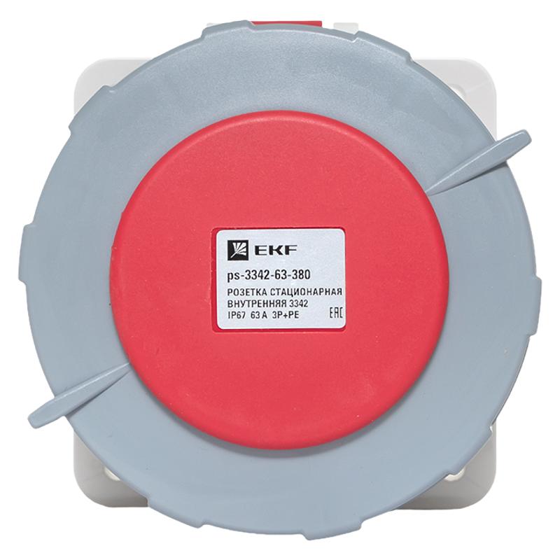 Розетка стационарная внутренняя 3342 3Р+РЕ 63А 380В IP67 EKF PROxima | ps-3342-63-380 | EKF — миниатюра 2
