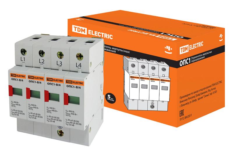 Разрядник ОПС1-B 4Р In=30kA Un=400B Im=60kA  | SQ0201-0004 | TDM — TDM ELECTRIC