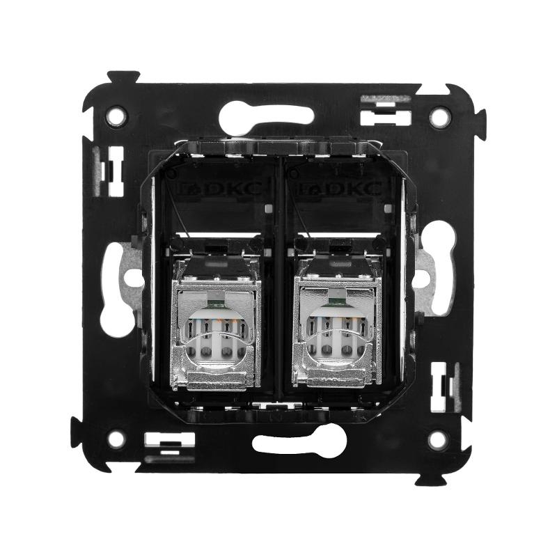 Компьютерная розетка RJ-45 в стену, кат.6 двойнаяэкранированная,"Avanti", "Черный квадрат" | 4402394 | DKC — миниатюра 3