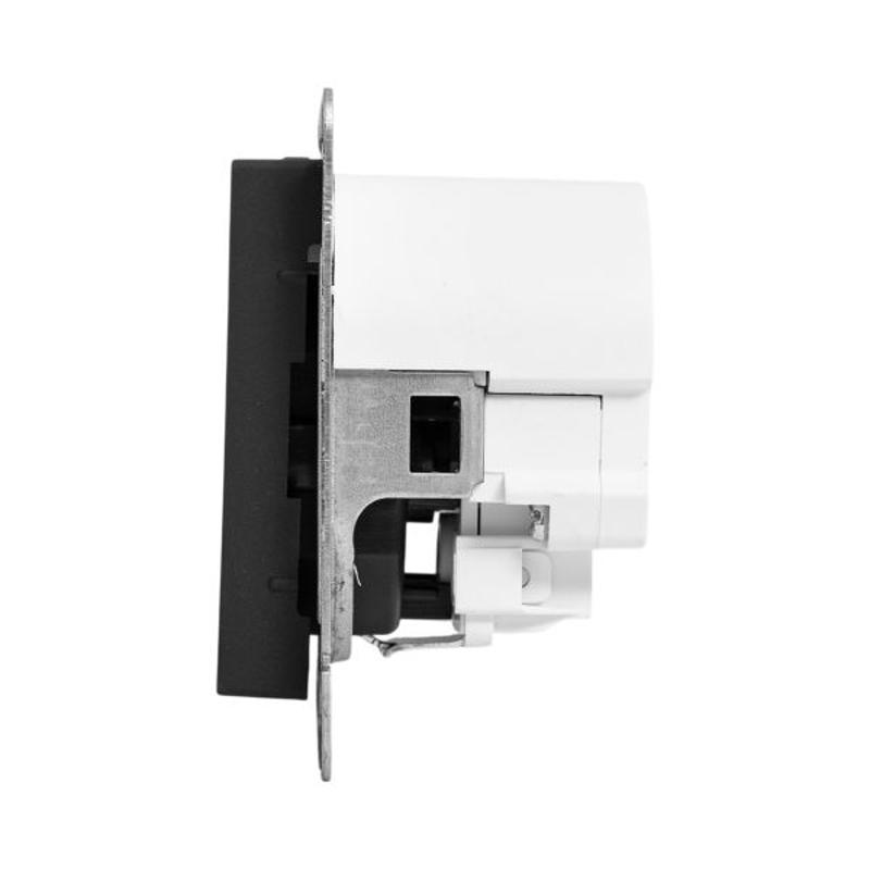 Механизм розетки с USB-C - 2шт, 16А, с заземлением, со шторками, чёрный Эпика EKF | UP1-SOB-111-2USBC | EKF — миниатюра 8