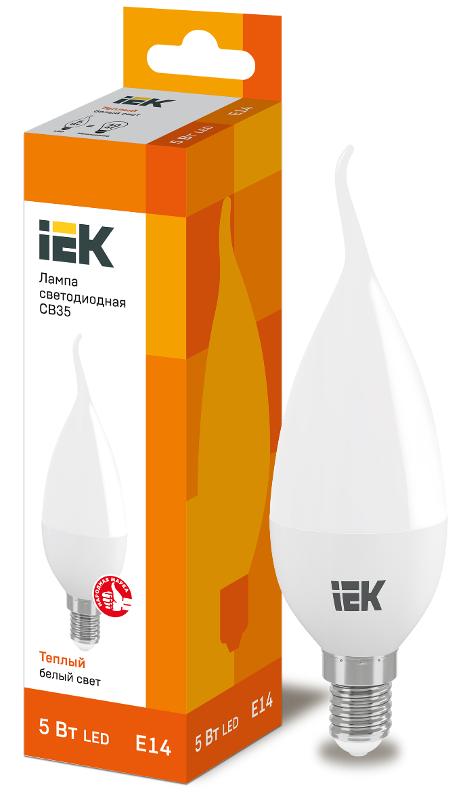 Лампа светодиодная LED 5Вт Е14 220В 3000К CB35 свеча на ветру | LLE-CB35-5-230-30-E14 | IEK — миниатюра 1